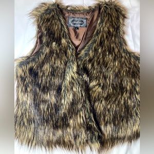 Ambiance Women’s Faux Fur Vest Size Small Brown Festival Rave Fashion